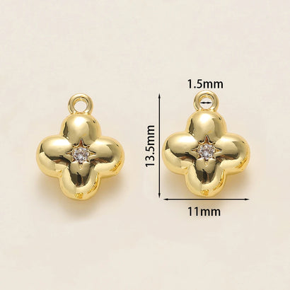 2Pcs/Lot 14/18K Gold Color Plated Flowers Shape Pendants with Zircon for DIY Necklace Jewelry Making Supplies Accessories