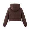 Fashion Zipper Hooded Short Coat Winter Mandela-color Jacket Outerwear Women's Clothing