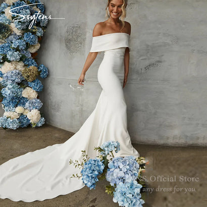 SSYTENS Elegant 2025 Mermaid Wedding Dresses Sexy Off the Shoulder Bridal Gowns Silk Floor Length Vestido De Noiva Customized