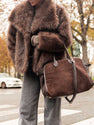 Warm Fashion Loose-fitting Long Sleeves Plush Brown Coat