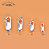2pcs Real Pure Solid 925 Sterling Silver Lobster Clasp Hook Claw Buckle With Double Sealed Ring Connector Jewelry Findings