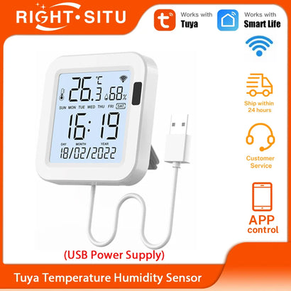 Smart Thermometer hygrometer Tuya WiFi Temperature and Humidity Sensor With Backlight APP Remote Control Work with Tuya Alexa