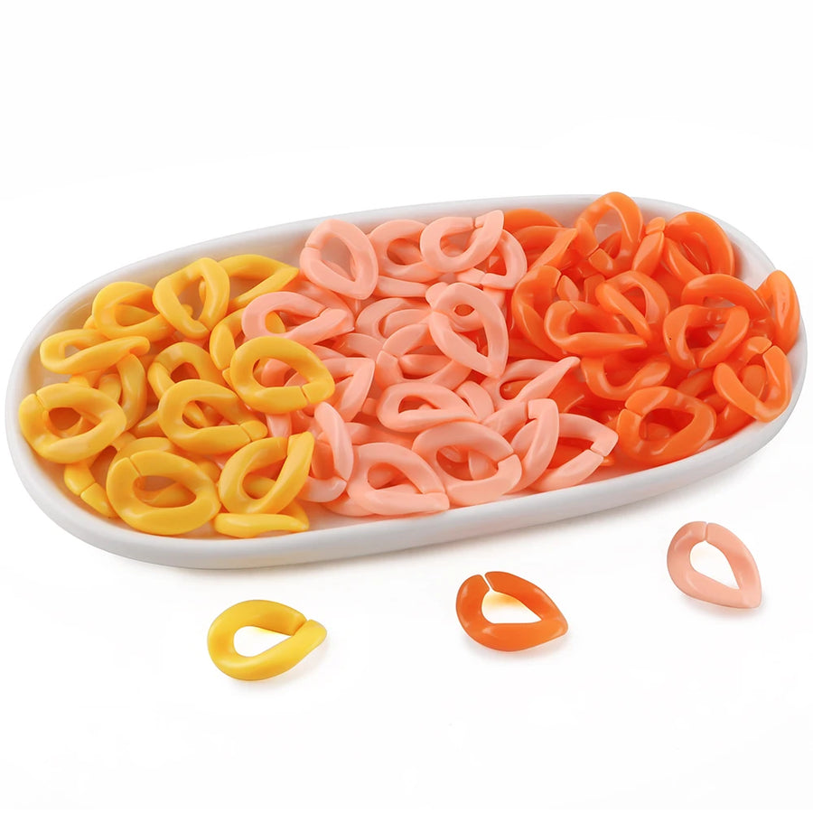 30pcs/lot Colorful Acrylic Link Chain Clasp Open Buckle Beads For Jewelry Making  DIY Necklace Clothing Bag Chains Accessories