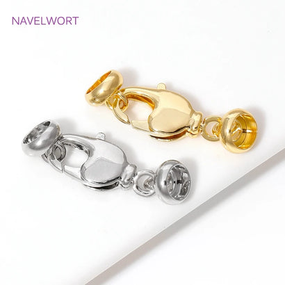 18K Gold Plated Brass Lobster Clasps Connector,Jewellery End Caps Fastener Clasp For DIY Bracelet Jewelry Making Accessories
