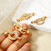 1pc Brass Fold Over Clasps Gold Color Round Flower Bowknot Clear Cubic Zirconia Charms DIY Necklace Bracelet Jewelry Findings