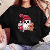 Women's Christmas Ghost Sweatshirt - Cute Holiday Oversized Top