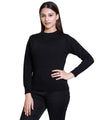 Women's Solid Woolen Full Sleeves Sweater - Black, High Neck