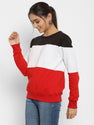 Popster Fleece Women's Sweatshirt - Color Block, Full Sleeves, Round Neck