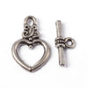 5 Sets Antique Silver OT Clasp Toggle End Closure Flower Heart Connector Ring For DIY Bracelet Necklace Jewelry Making Accessory