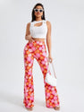 Women's Flat Front Casual Trousers - Pink, Regular Fit