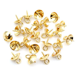 30pcs Screw Eyes Bails Top Drilled Beads End Caps Stainless Steel DIY Charms Connectors Jewelry Making Findings Accessories