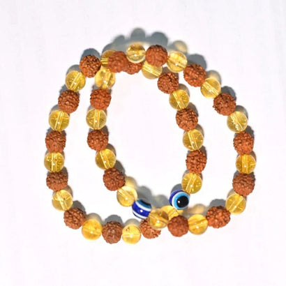 Rudraksha Citrine Crystal Bracelet (Pack of 2) - 8mm Beads for Men