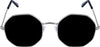 Unisex Black Silver Round Sunglass