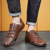 Trendy Men’s Casual Shoes - Brown PU Leather, Lace-Up, Comfortable PVC Sole