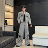 Retro Washed Do The Old Cowboy Special Jacket Wide Leg Pants Suit