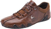 Trendy Men’s Casual Shoes - Brown PU Leather, Lace-Up, Comfortable PVC Sole