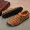 Men's Lightweight Casual Leather Tan Shoes - Synthetic Leather, Rubber Sole, Lace-Up