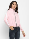 Popster Fleece Women's Sweatshirt - Pink, Solid, Full Sleeves, High Neck