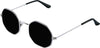 Unisex Black Silver Round Sunglass