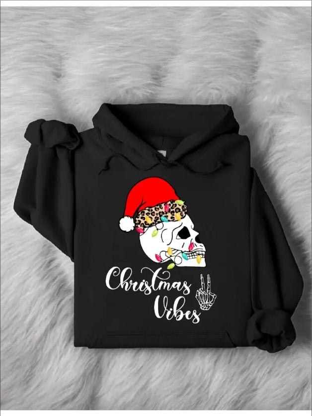 Skelett Weihnachts-Vibes-Hoodie, Weihnachtszeit Unisex Hoodie, Weihnachtsmann Weihnachts-Hoodie, Weihnachts-Hoodie, Geschenk für Weihnachten