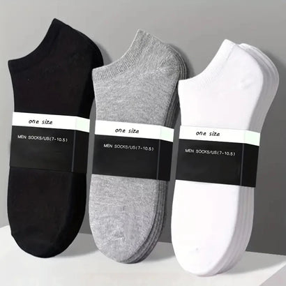 1/5/10 Pairs Comfortable Men's Women's Socks Casual Short Solid Color Spring Summer Boat Sock Fashionable Round Neck Ankle Socks