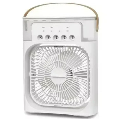 Tragbarer Luftbefeuchter-Ventilator, Klimaanlagen, USB-Elektrolüfter, LED-Nachtlicht, Wassernebel, Spaß, 3-in-1-Luftkühler, Befeuchtung für Zuhause