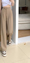 Women's Comfortable High Waist Loose Straight Wide Leg Pant - Khaki