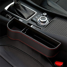 Seat Pockets PU Leather Car Console Side Organizer with Bottle Holder