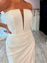 Toofgon Mermaid Satin Customized Wedding Dresses For Bride High Slit Buttons Long Train Women's Formal Party Dress Bridal Gowns