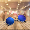 Unisex Round Sunglasses - Free Size, Metal Frame & Glass Lenses, Casual Style