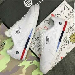 Men's Fashionable Daily Wear Casual Shoes - White Synthetic with Lace-Up Closure