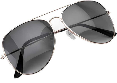 Unisex Pilotensonnenbrille in Schwarz und Gold