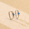 Silver Opal Rectangular Earrings Simple
