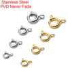 5pcs Waterproof Never Fade Stainless Steel Clasps Hooks PVD 6 8 10 12 mm End Connectors For Diy Necklace Bracelet Jewelry Making