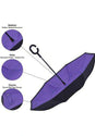 Double Layer Waterproof Umbrella with C-Shape Handle – Windproof & Foldable for Travel