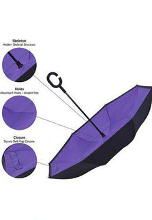 Double Layer Waterproof Umbrella with C-Shape Handle – Windproof & Foldable for Travel