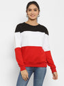 Popster Fleece Women's Sweatshirt - Color Block, Full Sleeves, Round Neck