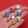 1pcs Stainless Steel Christmas Style Tree Snowflakes Gloves Socks Boots Charms Pendants for DIY Bracelet Necklace Jewelry Making