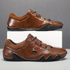 Trendy Men’s Casual Shoes - Brown PU Leather, Lace-Up, Comfortable PVC Sole