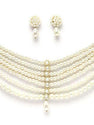 Karatcart Pearl Beaded Kundan Choker Necklace Set for Women