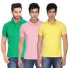 Cotton Blend Solid Half Sleeves Mens Polo Neck T-Shirt (Pack of 3)