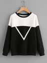 Women's Cotton Blend Color Block T-Shirt - Round Neck, Full Sleeves