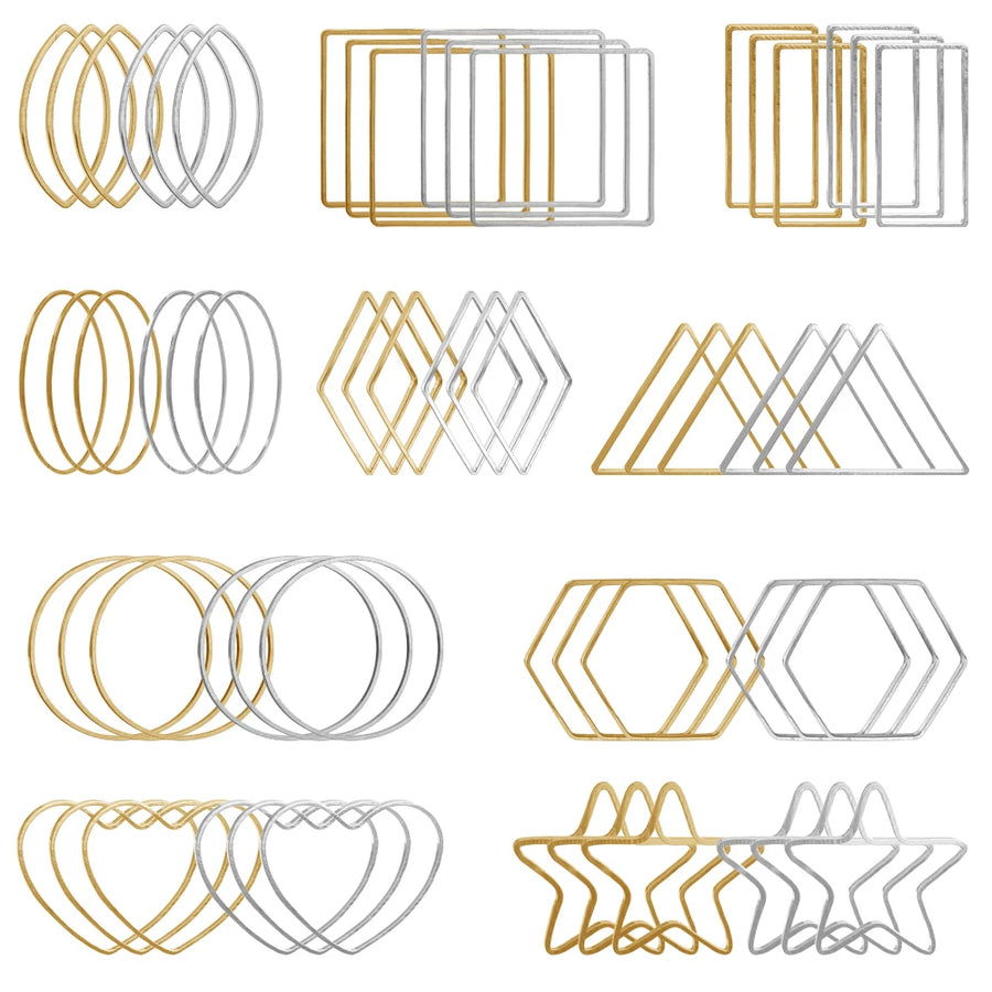 20Pcs Gold Silver Hollow Frame Bezel Charms Pendants Geometric Connectors for Jewelry Making Suppliers Diy Earings Accessories