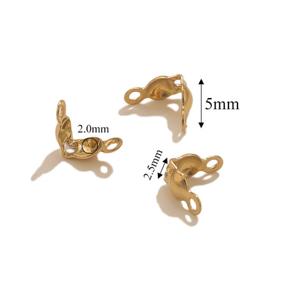 50pcs PVD Gold Plated Stainless Steel Connector Clasp Crimp End Beads For Bracelet Necklace Chains DIY End Caps Jewelry Findings