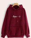 Women's Fleece Printed Hoodie - Maroon, Full Sleeve