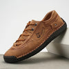 Men's Lightweight Casual Leather Tan Shoes - Synthetic Leather, Rubber Sole, Lace-Up