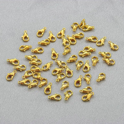 20PCS 18K Gold Plated Lobster Clasps 10/12/14mm Copper Lobster Claw Clasps Bulk for Jewelry Making DIY Necklace Bracelet