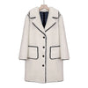 Fashion Women's Wear Casual Black And White Contrast Color Suit Collar Loose Long Furry Thick Overcoat Coat