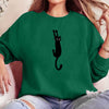 Women's Cute Black Cat Print Sweatshirt - Long Sleeve Casual Pullover