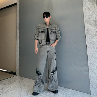 Retro Special Jacket Wide Leg Pants Suit